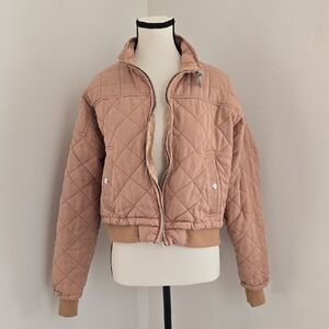 Blank NYC Quilted Cropped Tan Bomber Jacket Womens Med